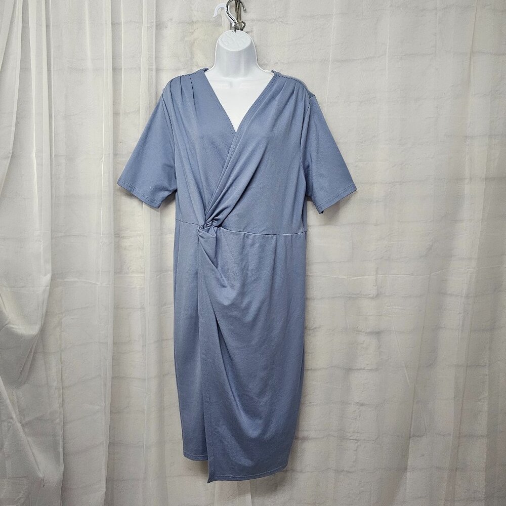 Jasambac Blue Faux Wrap Dress Office Casual 2X NWT